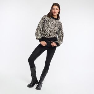 Sweater Jackard Regular Manga Larga Cuello Redondo Mujer Rolly Go