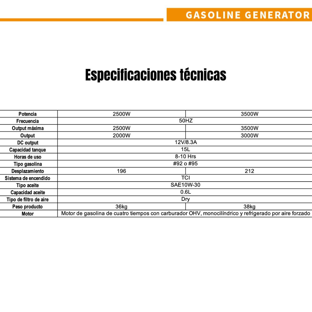 Generador Eléctrico A Gasolina Ohv 2500w Hd Rojo image number 7.0