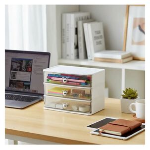 Organizador 3 Cajones Transparente Escritorio Maquillaje