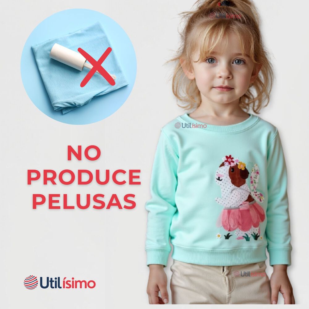 Polerón Niña Manga Larga 100% Algodón Turquesa Hamster image number 6.0