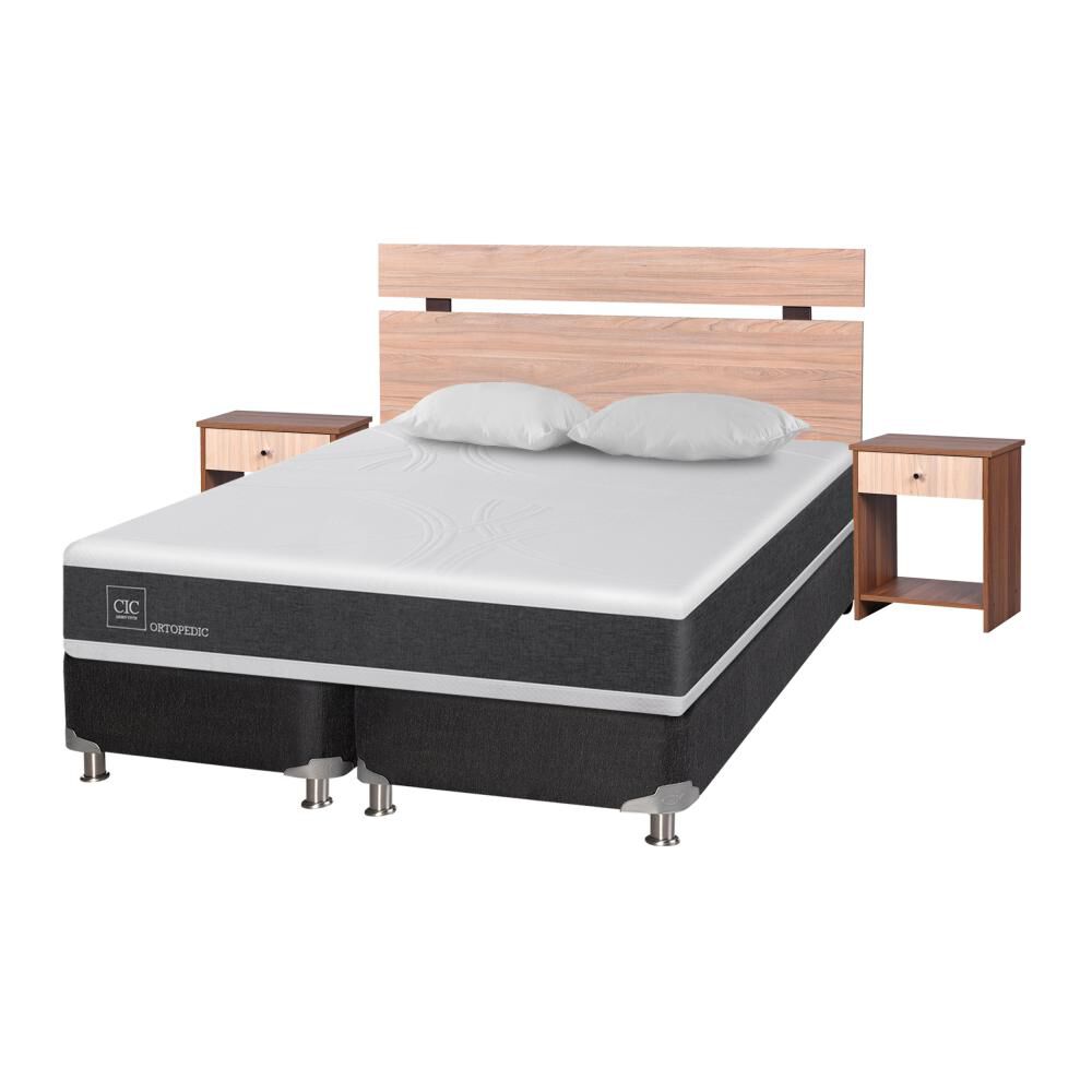 Box Spring Cic Ortopedic B5 / 2 Plazas / Base Dividida + Set De Maderas + Almohada image number 1.0