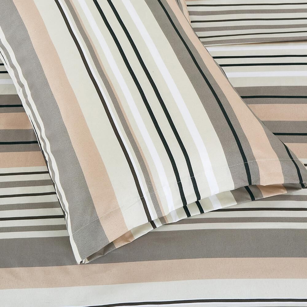 Sabanas Andes Microfibra Estampada Líneas Gris image number 1.0