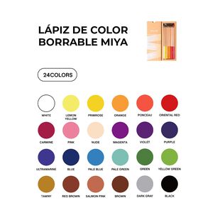 Miya L&aacute;pices De Color Borrable 24 Colores