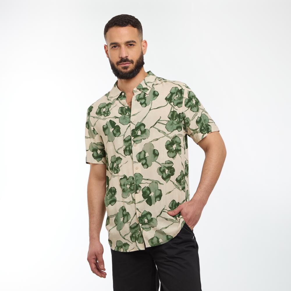 Camisa Slim Fit Manga Corta Hombre Az Black image number 0.0