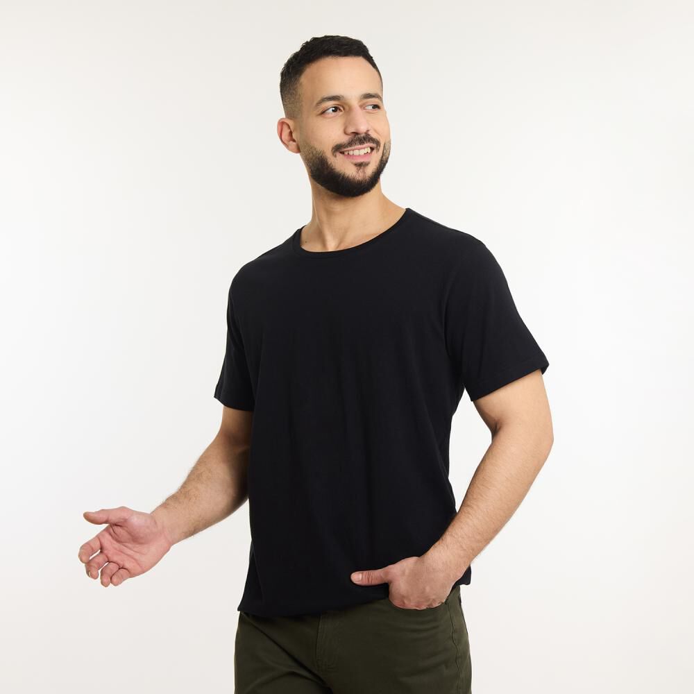 Polera Básica Slim Manga Corta Cuello Redondo Hombre Az Black image number 2.0