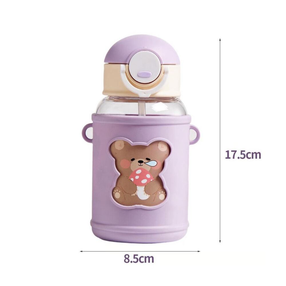 Botella De Agua Portatil 620ml Osito Kawaii Morado Infantil image number 1.0