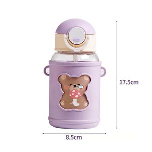 Botella De Agua Portatil 620ml Osito Kawaii Morado Infantil
