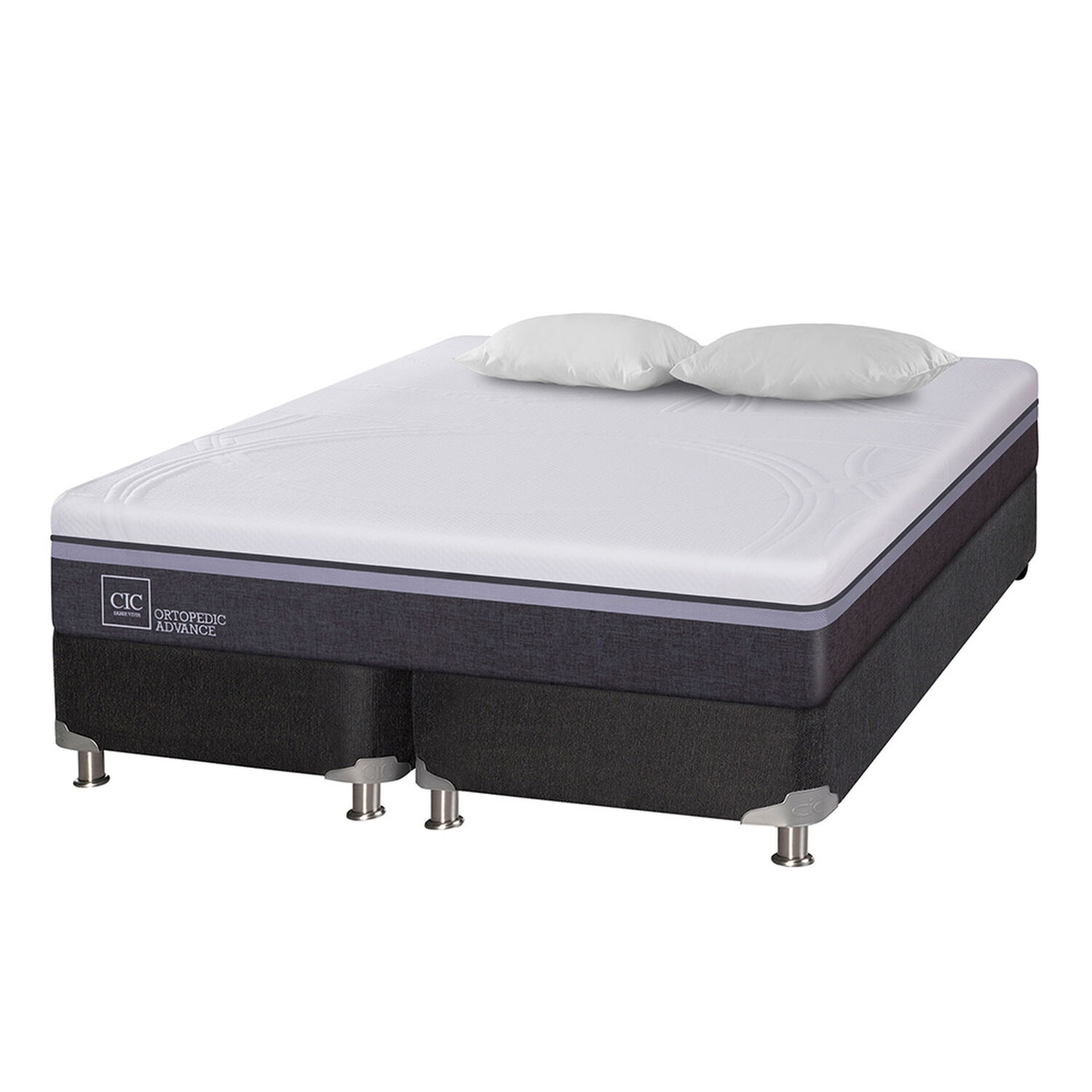 Box Spring Cic Ortopedic Advance / 2 Plazas / Base Dividida + Almohadas image number 0.0