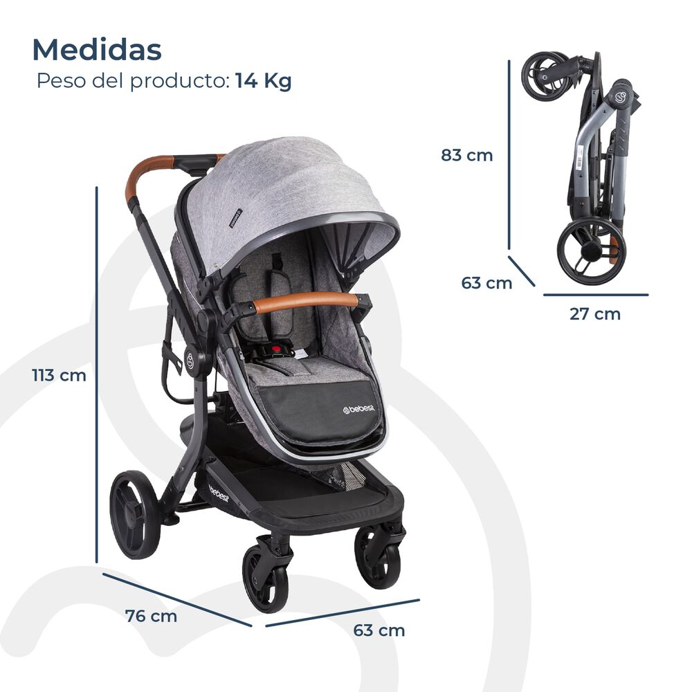 Coche Travel System Taurus Gris image number 8.0