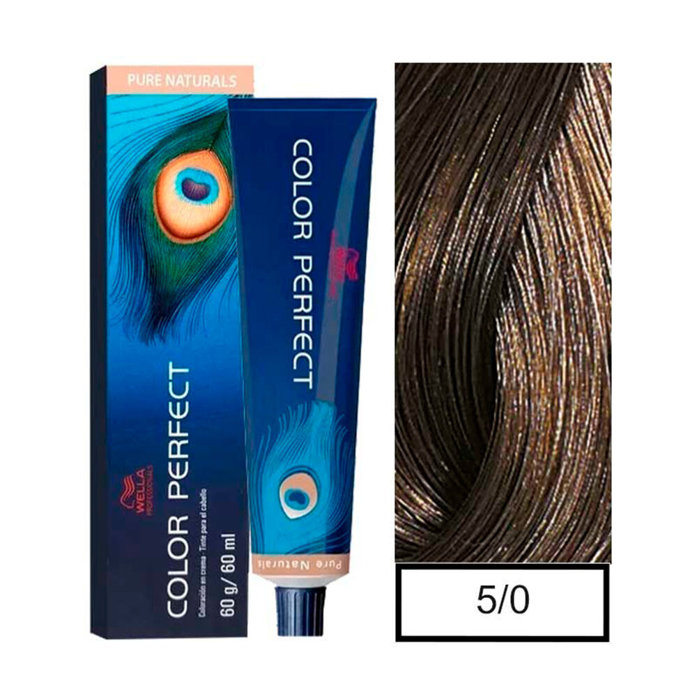 Wella - Tintura Permanente Color Perfect 5/0 Casta&ntilde;o Claro 60gr + Oxidante 20vol 60ml image number 0.0
