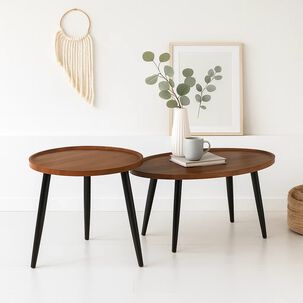 Set De Mesas De Centro Nido - Diseño Moderno De Madera Y Metal