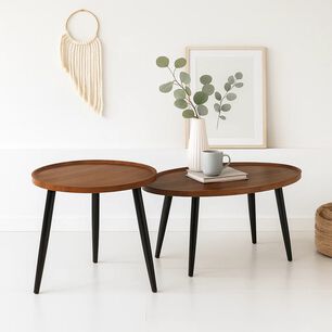 Set De Mesas De Centro Nido - Dise&ntilde;o Moderno De Madera Y Metal