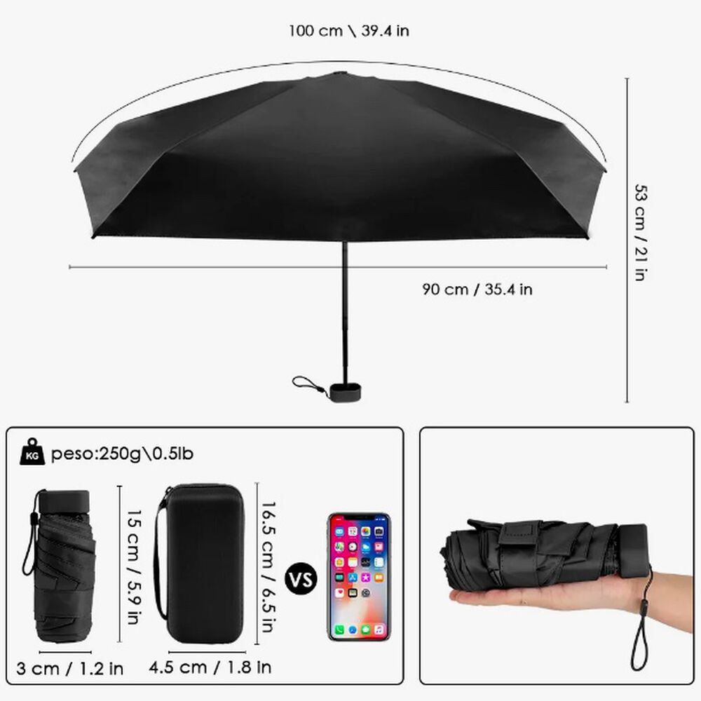Mini Paragua Plegable Negro image number 3.0