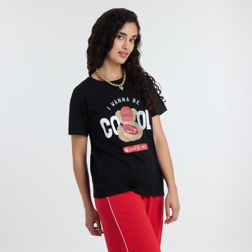 Polera Print Moda Manga Corta Cuello Redondo Mujer Freedom image number 2.0