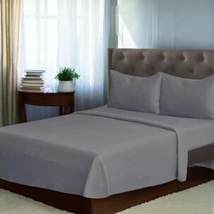 Juego De Sabanas Polar King Mas 2 Fundas De Almohada Color Gris