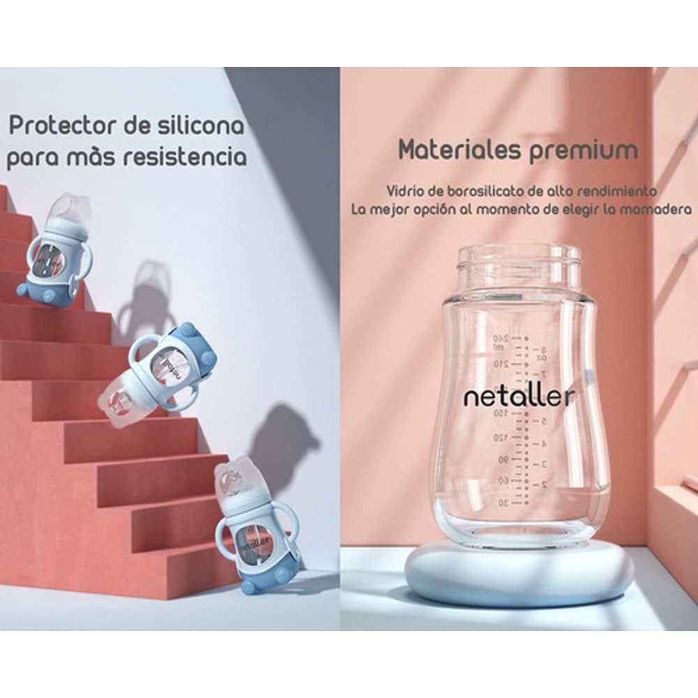 Mamaderas Con Chupetes Y Protector Lubabycas Azul image number 2.0