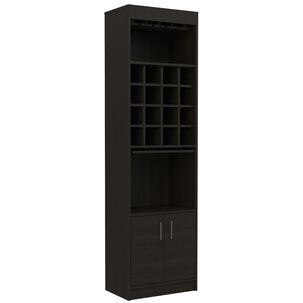 Bar Alto 2 Puertas 16 Botelleros 180 Cm X 32 Cm X 51 Cm Negro