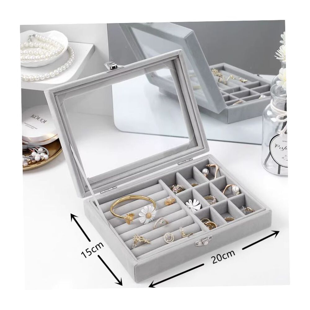 Cosmetiquero Caja Organizador De Joyas Portatil Gris image number 4.0
