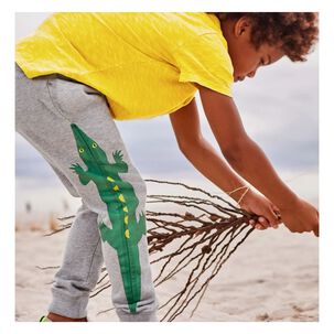 Pantal&oacute;n Buzo Ni&ntilde;o 100% Algod&oacute;n Jump Kids Gris Claro Cocodrilo