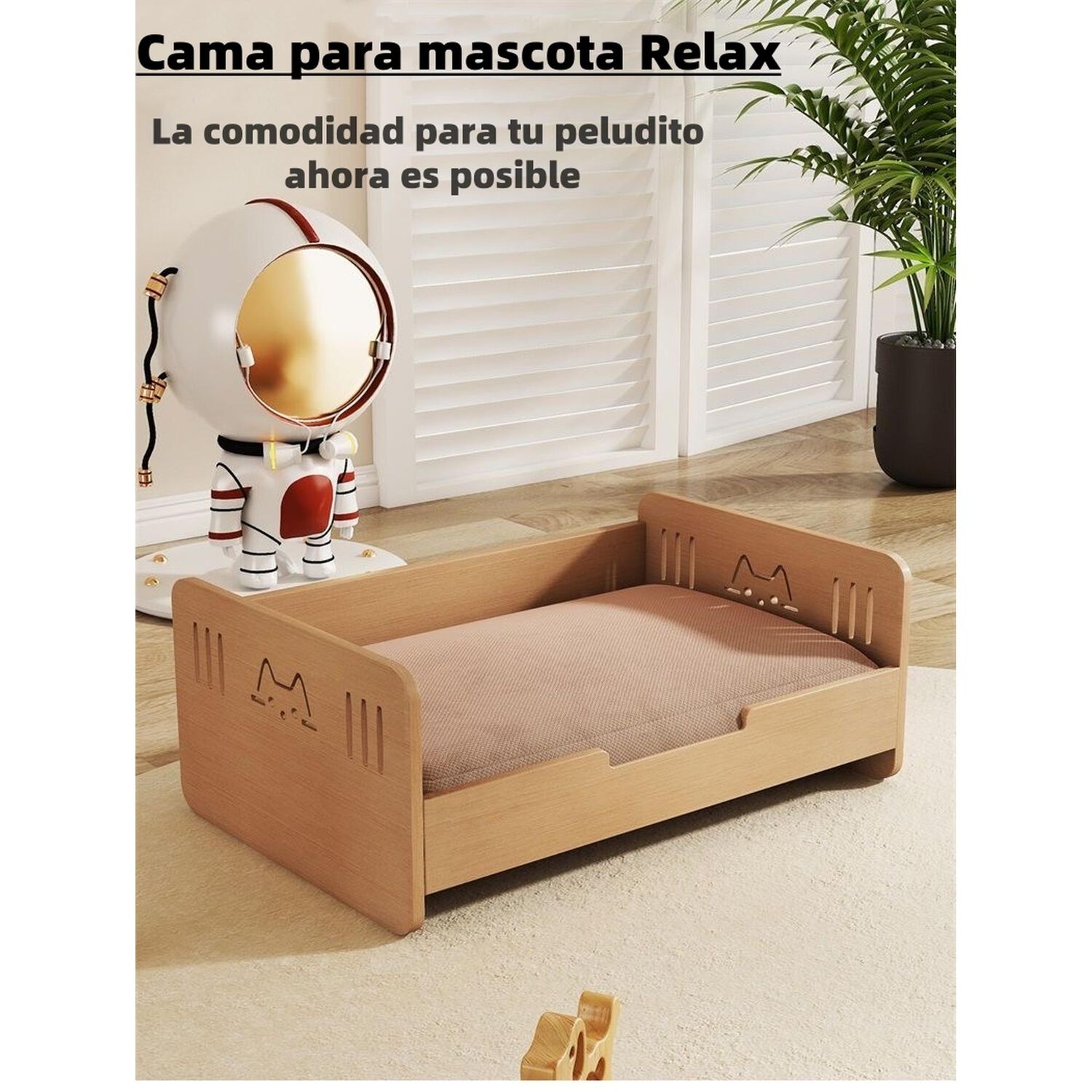 Cama Para Mascotas Madera Con Colch&oacute;n 40x60cm By Lubabycas image number 1.0