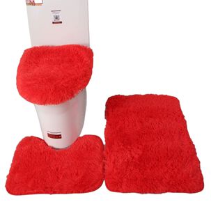 Set De Alfombras Peludo Para Baño 3 Piezas Café Claro