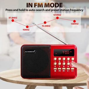 .reproductor De Radio Fm Am Recargable Usb, Micro Sd, Mp3.