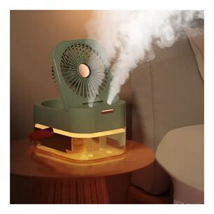 Ventilador Humidificador Aire Frio Usb Control Verde 22cm