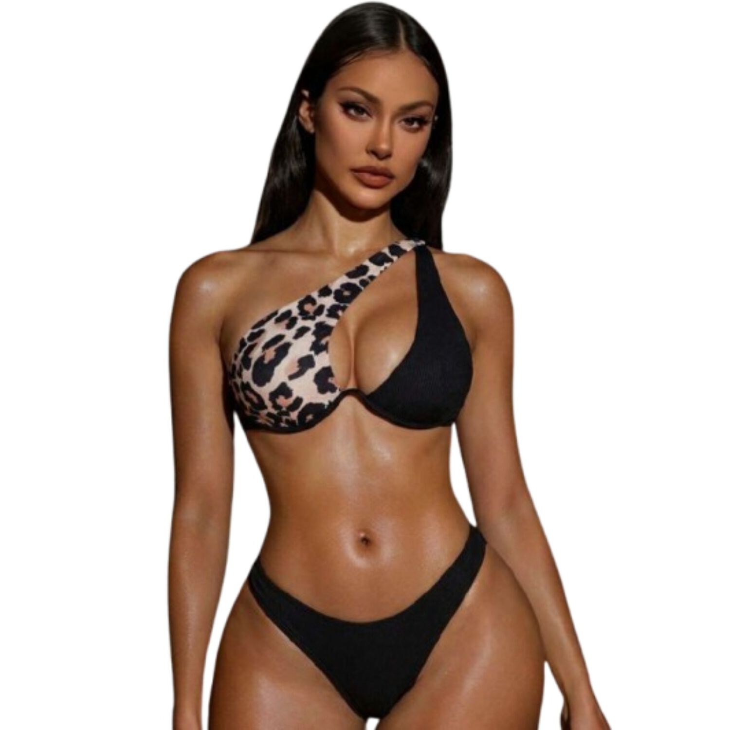 Traje Ba&ntilde;o Bikini Alto Animal Print Con Aro Realce image number 0.0