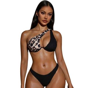 Traje Ba&ntilde;o Bikini Alto Animal Print Con Aro Realce