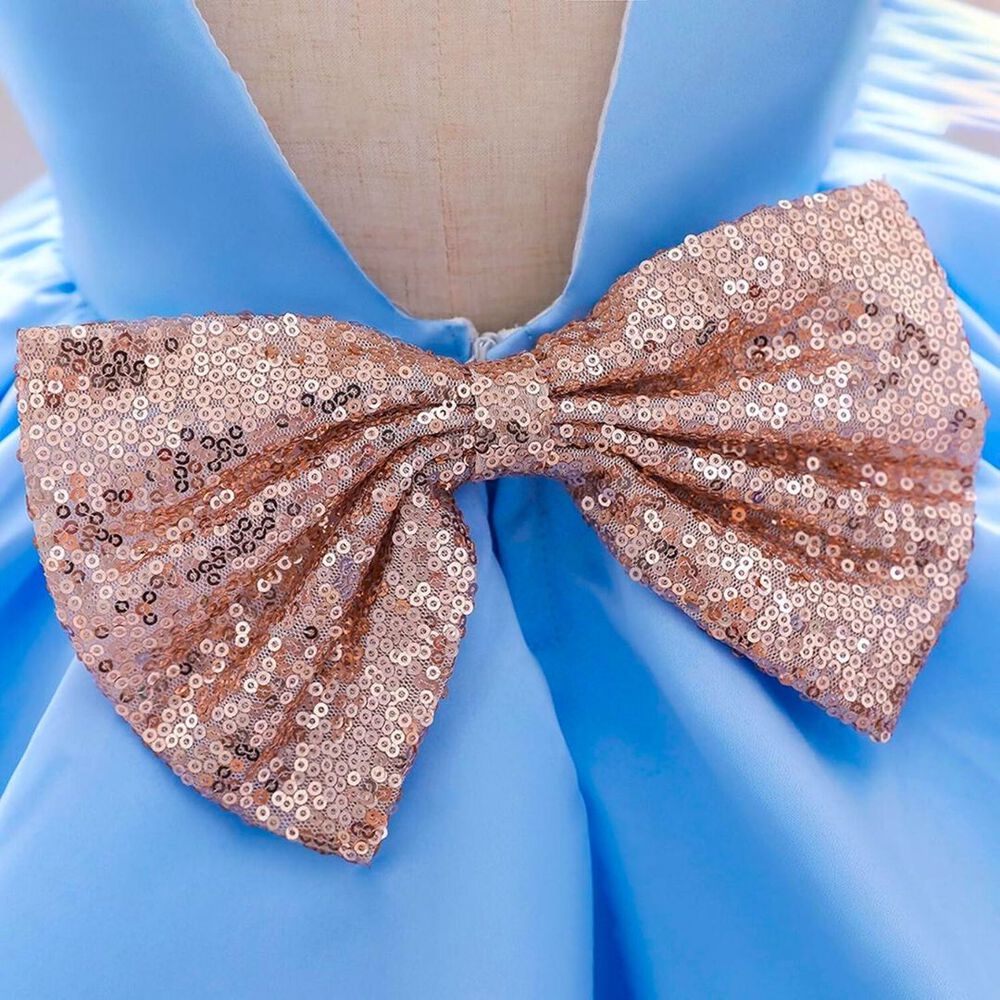 Vestido De Fiestas Con Tul Y Volantes Para Ni&ntilde;as 6 Meses A 5 A&ntilde;os Princesa Celeste image number 3.0