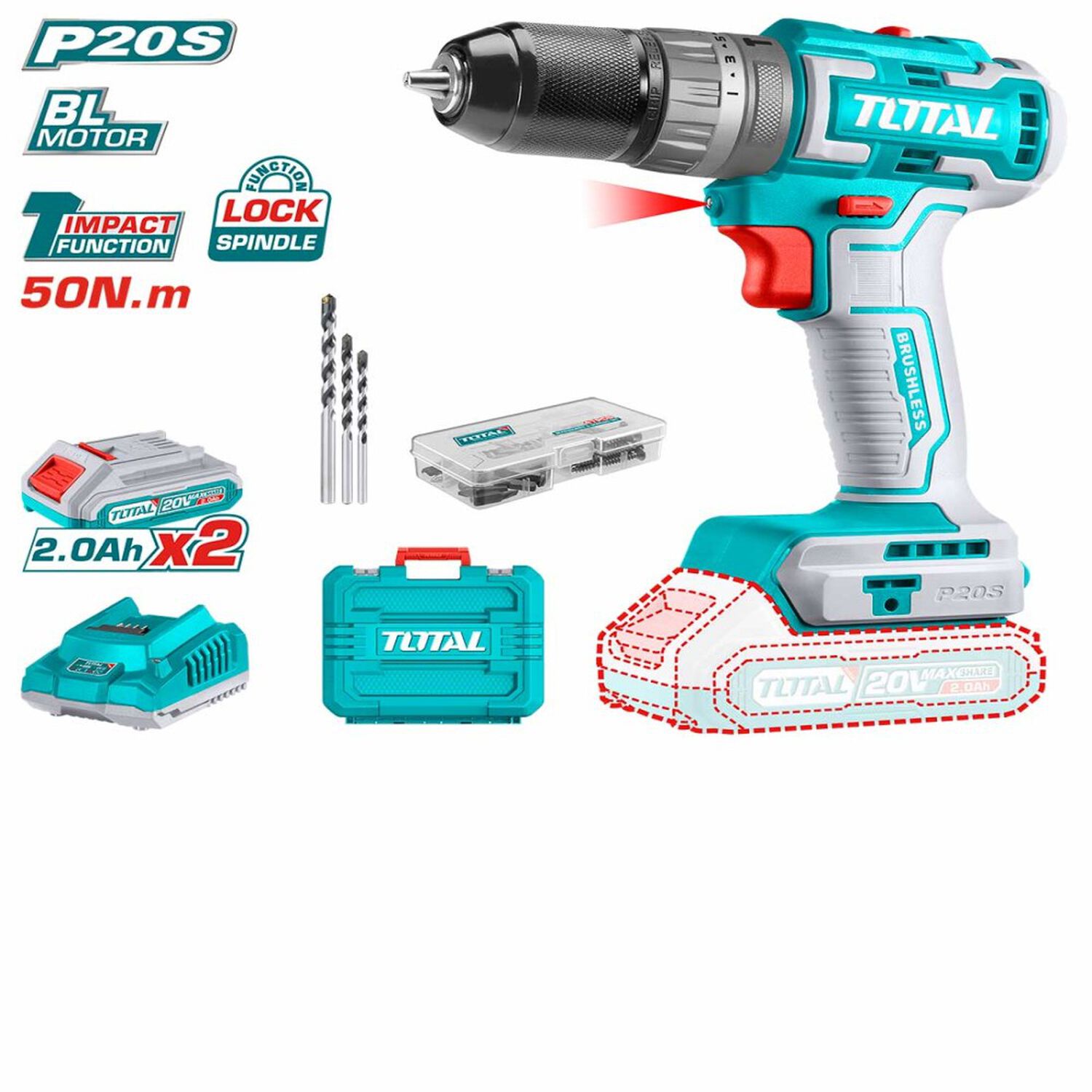 Llave Impacto Y Atornil Inalamb 20v Total image number 0.0