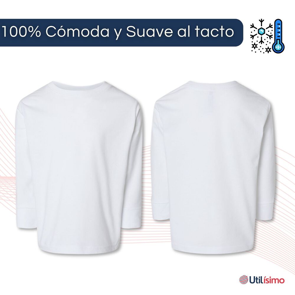 Pack 6 Camisetas Poleras Polar Manga Larga Primera Capa Blanco image number 5.0