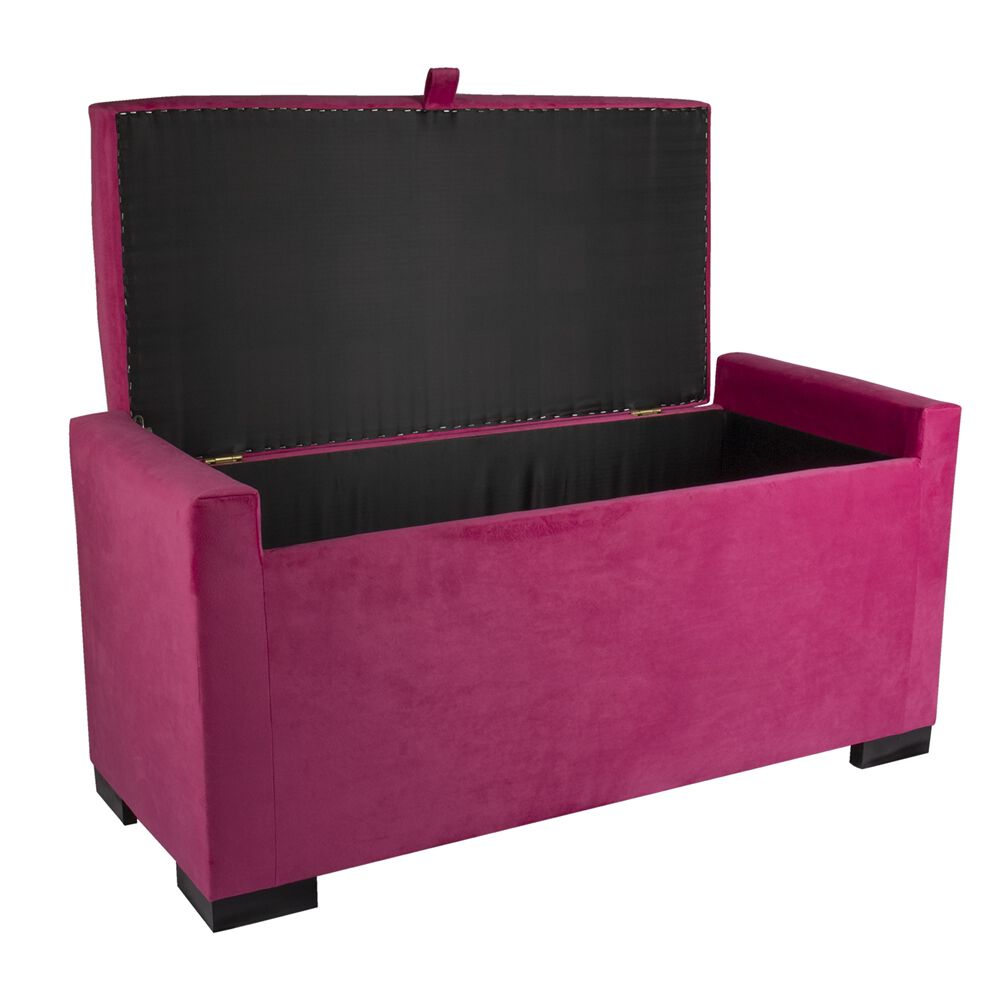 Banqueta Con Baúl Leyzy Fucsia Felpa 40x55x105 Cm Máxima Design image number 2.0