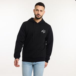 Polerón Liso Cuello Redondo Con Capucha Hombre Az Black