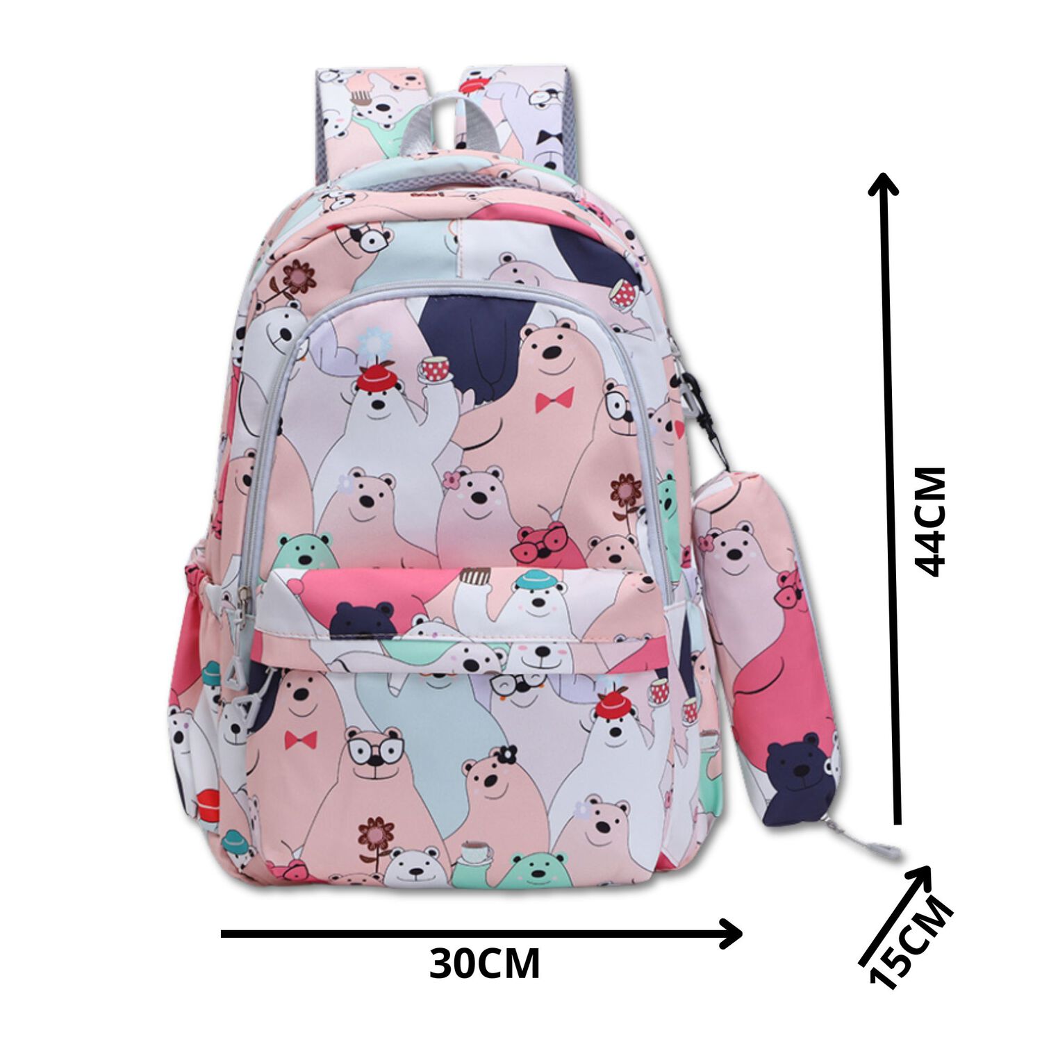 Mochila Escolar 44cm Dise&ntilde;o Estampado Coral Pink Bears image number 1.0