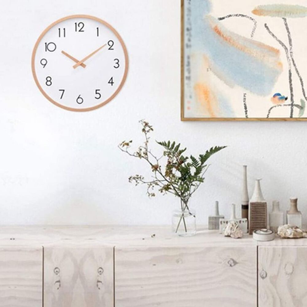 Reloj De Pared Redondo Madera Clara Silencioso 29 Cm image number 2.0