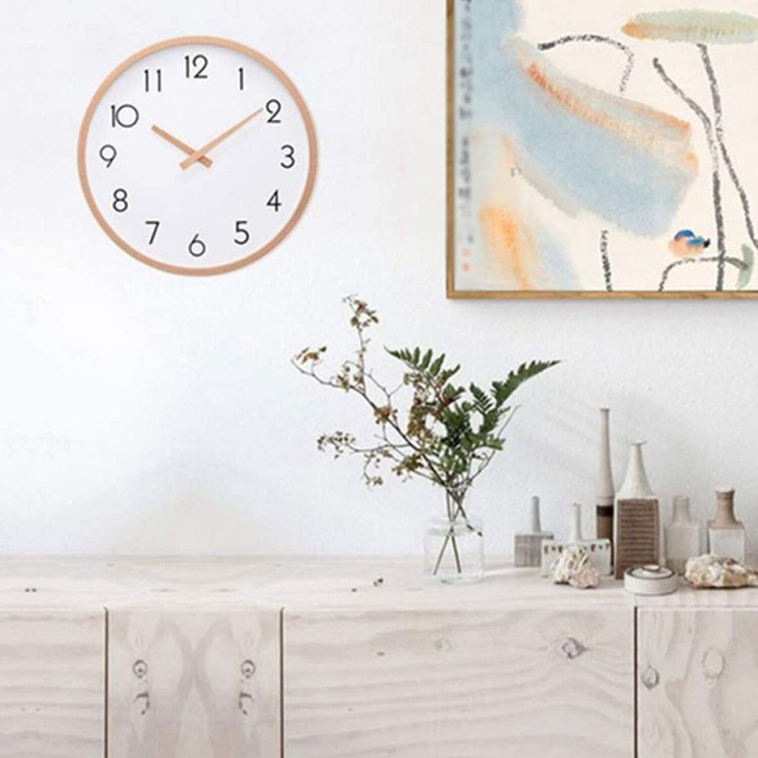 Reloj De Pared Redondo Madera Clara Silencioso 29 Cm image number 2.0
