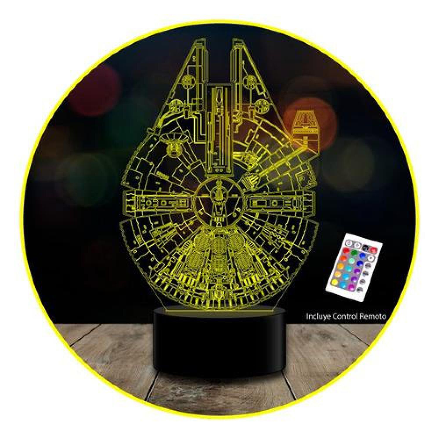 Lampara 3d Star Wars Millennium Falcon Control Remoto image number 0.0