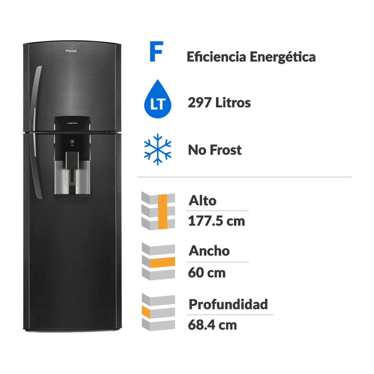 Refrigerador Top Freezer Mabe RMA300FXUC / No Frost / 297 Litros / F image number 1.0