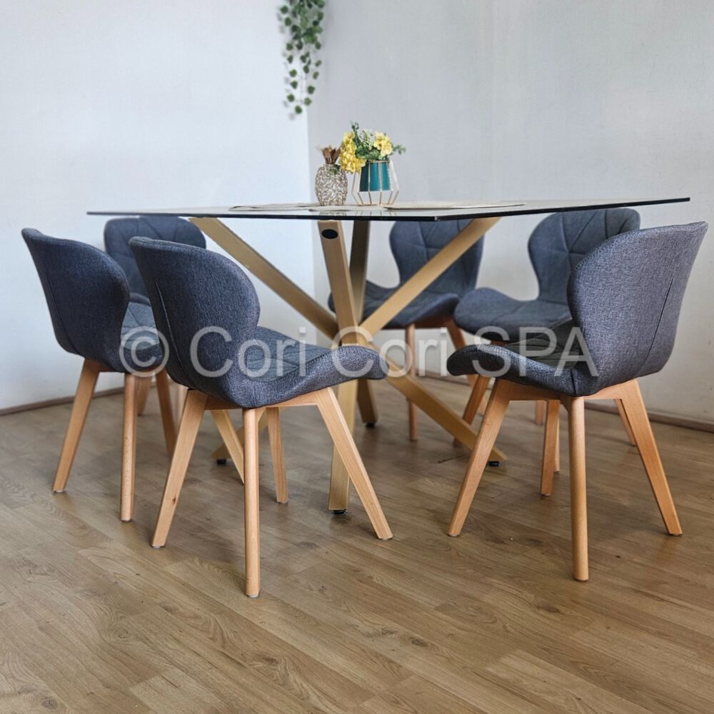 Pack 6 Sillas Mariposa Wood Lino Gris image number 2.0