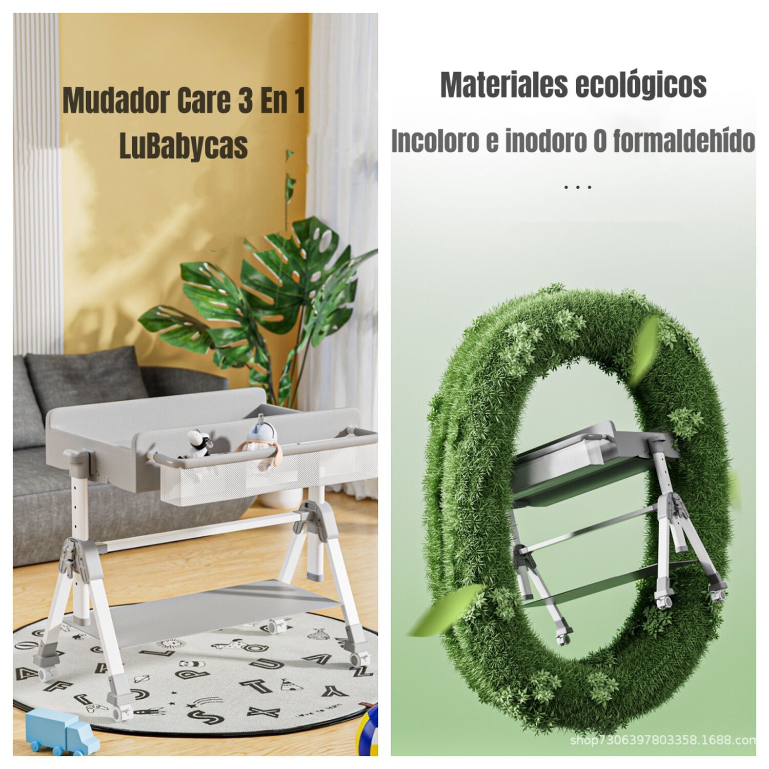 Mudador De Pa&ntilde;ales Plegable 3 En 1 Lubabycas Gris image number 6.0