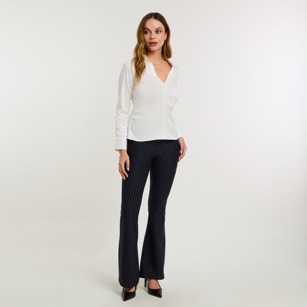 Blusa Lisa Con Aplicación Manga Larga Cuello Camisero Mujer Kimera image number 1.0