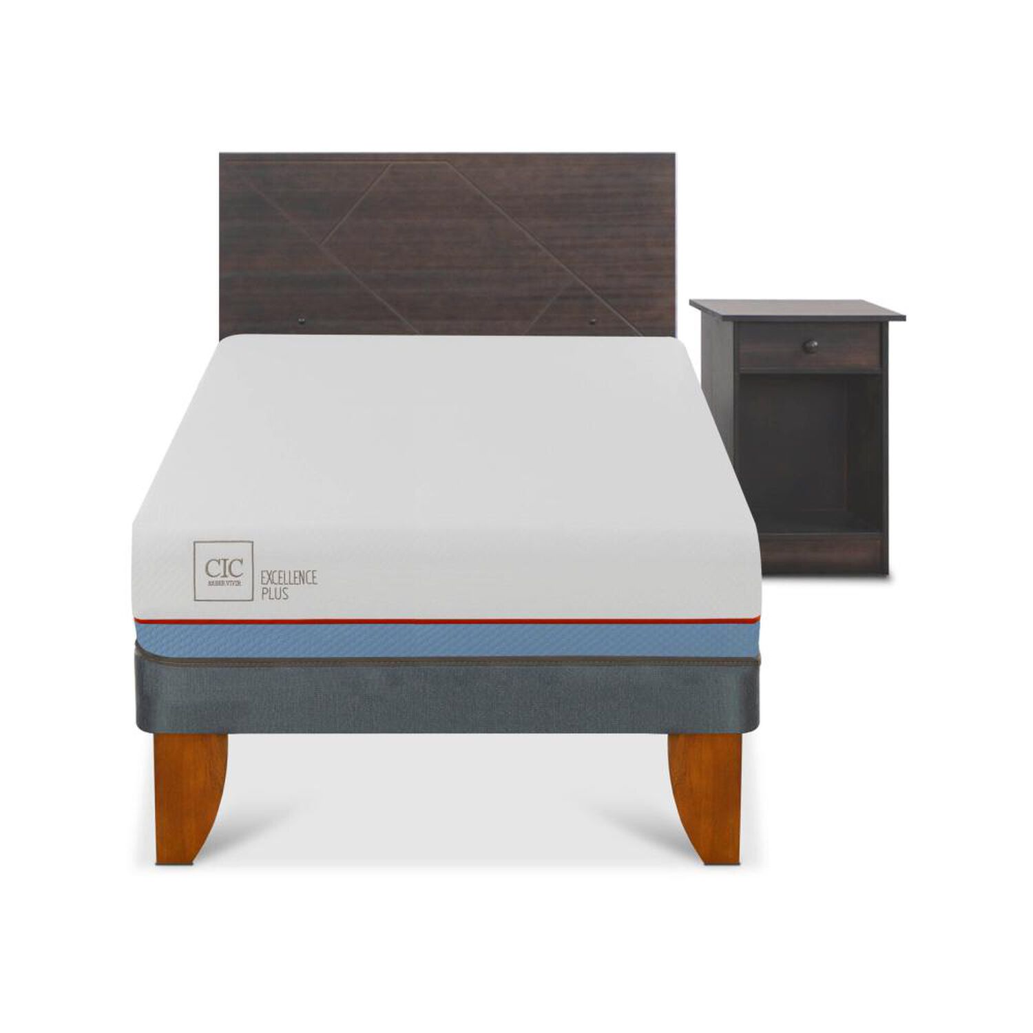 Cama Europea Cic Excellence Plus / 1.5 Plazas / Base Normal + Set De Maderas image number 0.0