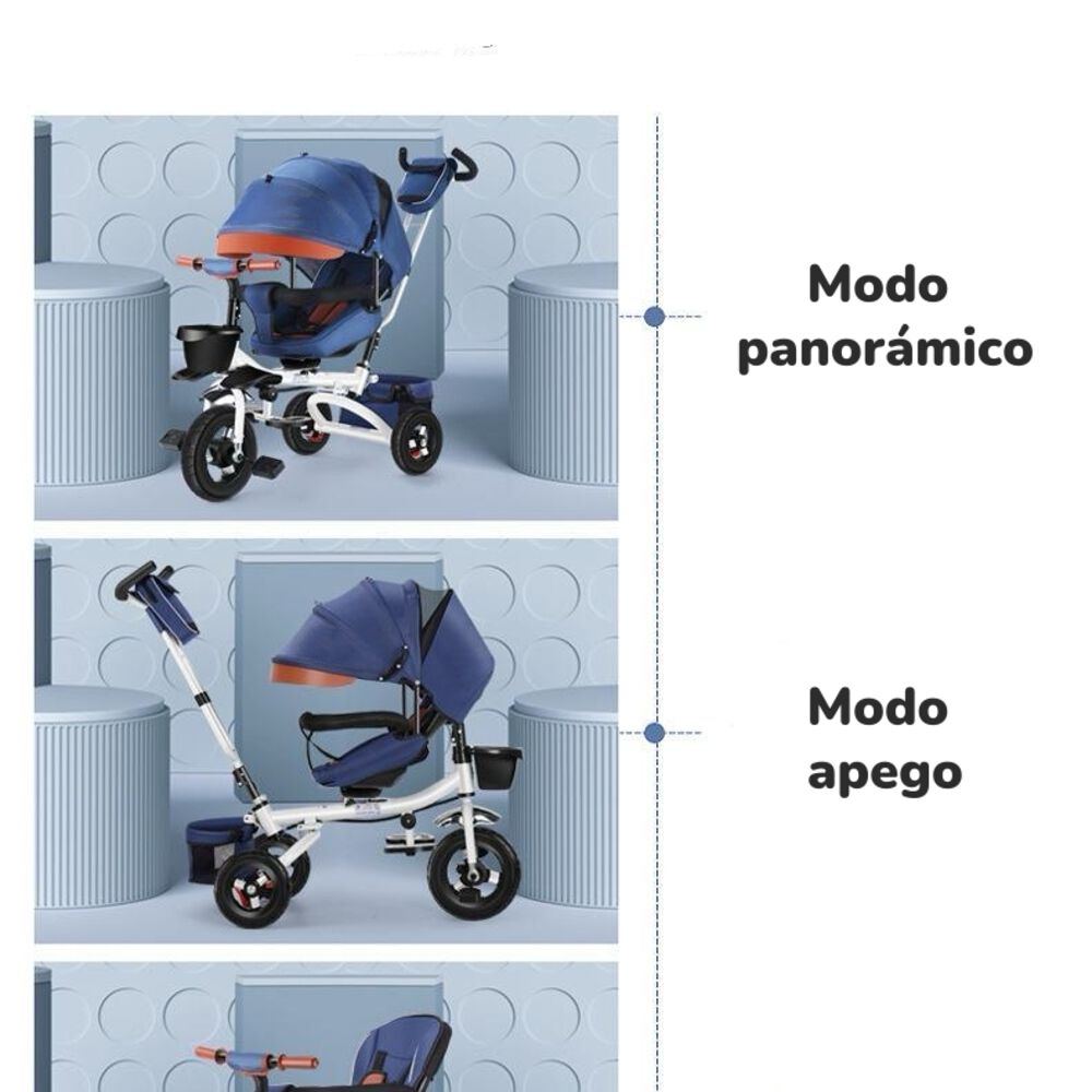 Triciclo Reversible Y Plegable Con Accesorios Azul Lubabycas image number 2.0