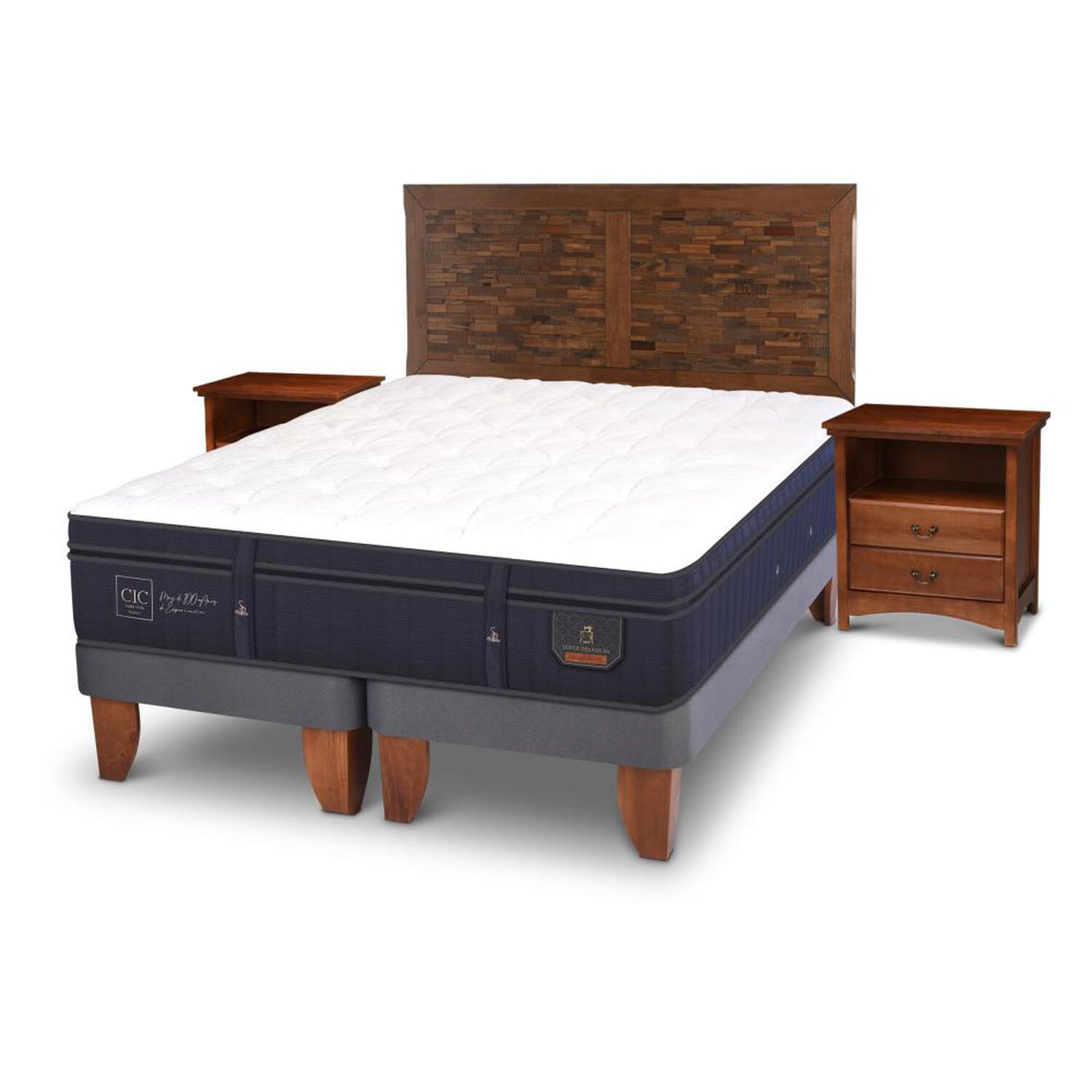 Cama Europea Cic Super Premium / 2 Plazas / Base Dividida + Set De Maderas image number 3.0