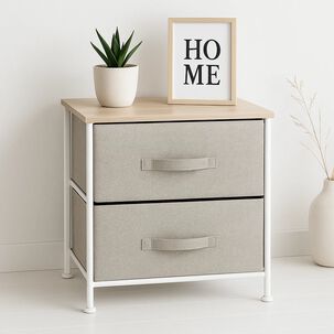 Velador Con Cajones De Tela - Gris Velador Con Cajones De Tela - Gris