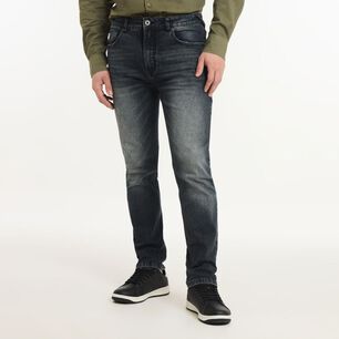Jeans Tiro Medio Slim Hombre Az Black