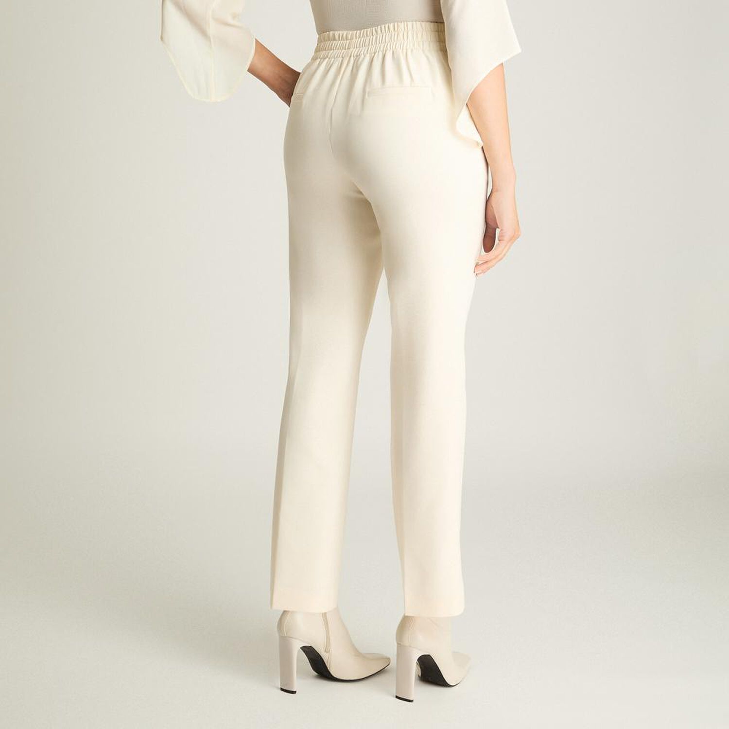 Pantalon Con El&aacute;stico En Cintura Tiro Alto Straight Mujer Lorenzo Di Pontti image number 2.0