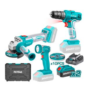 Kit Taladro, Esmeril Y Lampara 20v Total