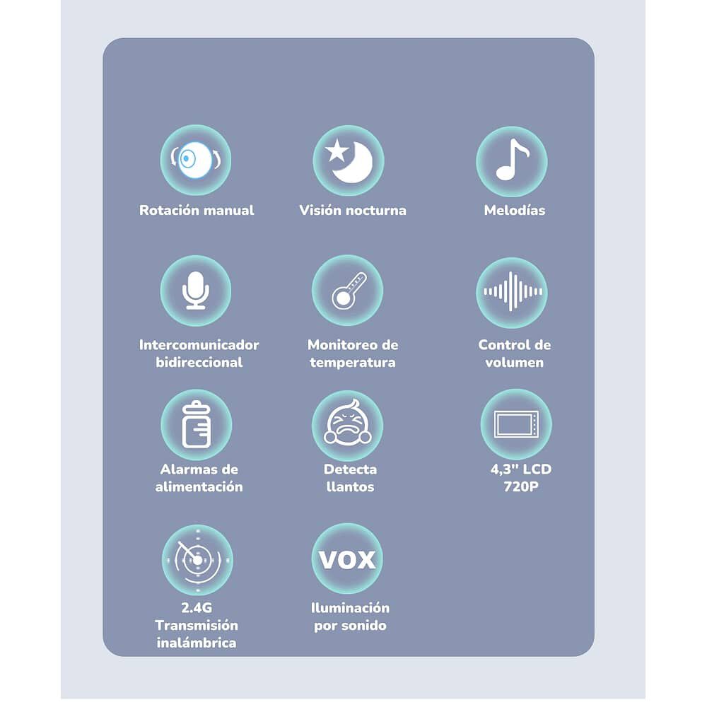 C&aacute;mara Monitor Inteligente 720p Pantalla 4,3&Prime; Lubabycas image number 2.0